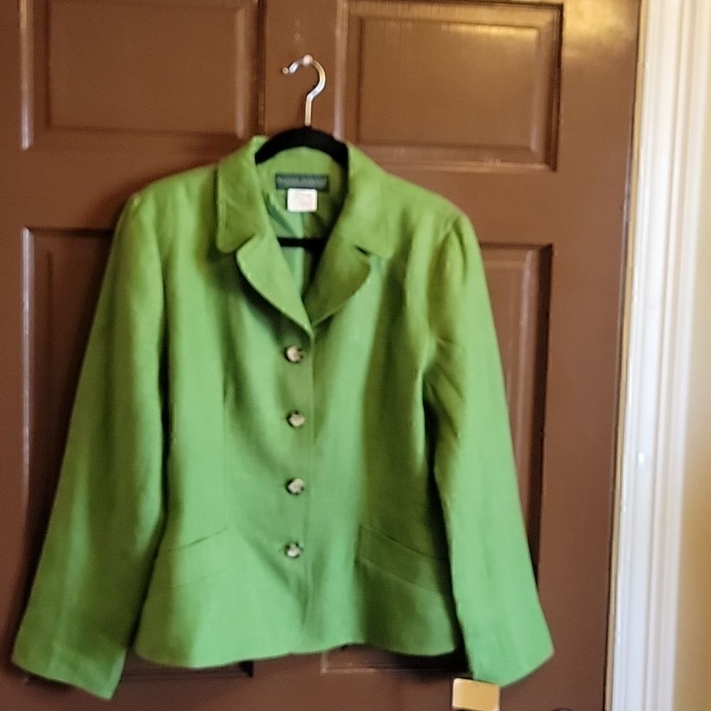 Harve Bernard- Linen Green Jacket With Collar and Buttons Down Front. 14. NWT - Picture 5 of 9